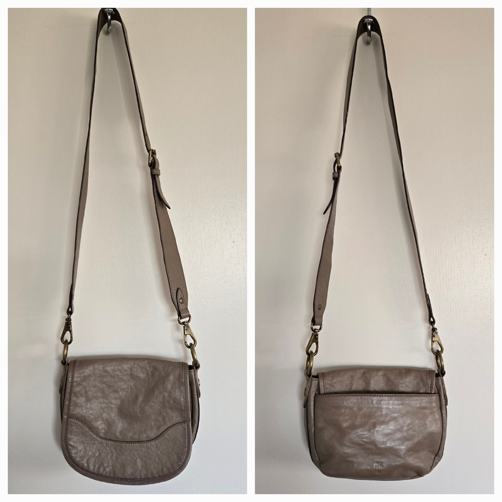 Frye Taupe Leather Crossbody Bag